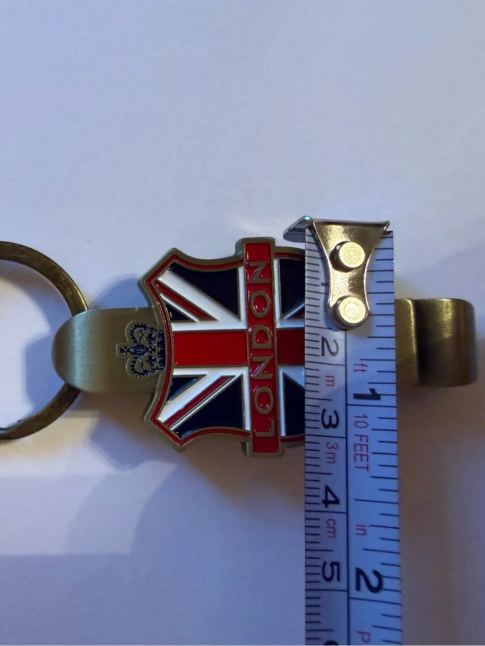 London England Souvenir Union Jack Key Ring Bottle Opener - Red, White & Blue